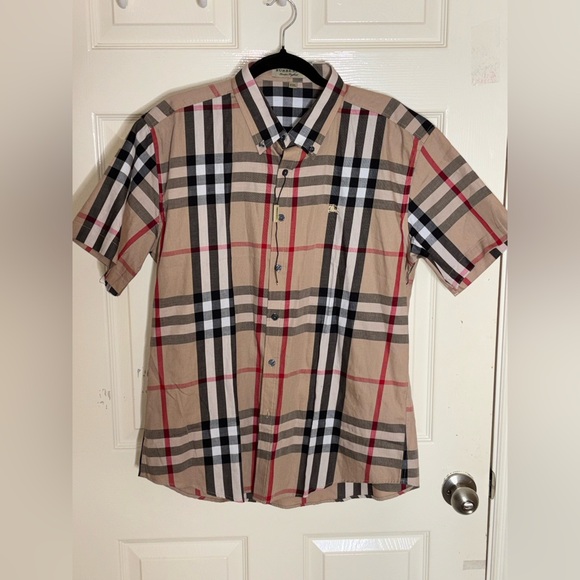 New Burberry Checked Shirt Men Beige XXL - Picture 12 of 12